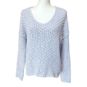 Pilcro Christian VNeck Pullover Cotton Sweater Women's Sz Medium Lavender Purple